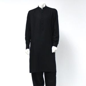 Men's Black Regular Fit Shalwar Kameez w/ Pants